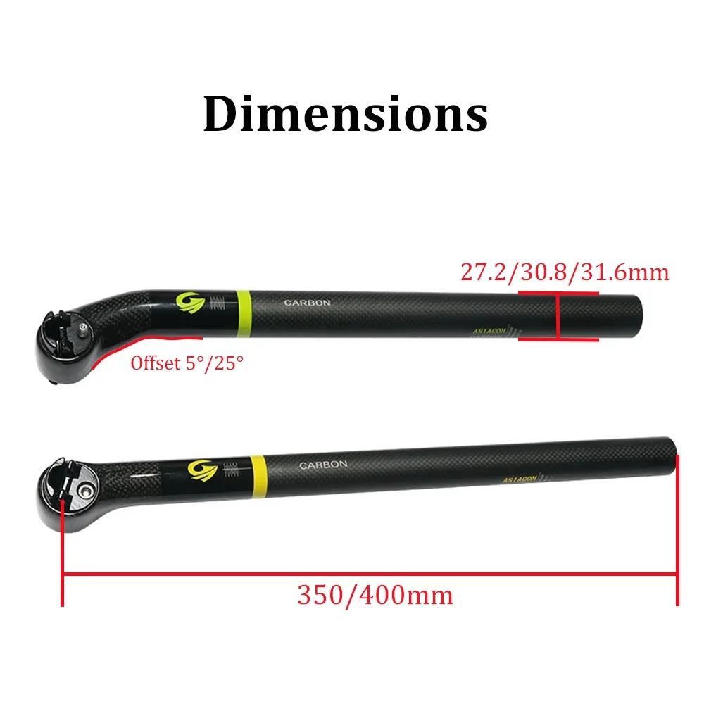Carbon Fiber Seatpost ASIACOM Genuine Round Head Clip Lock 27.2 30.8 31.6mm 350 400mm MTB Road Bicycle Part