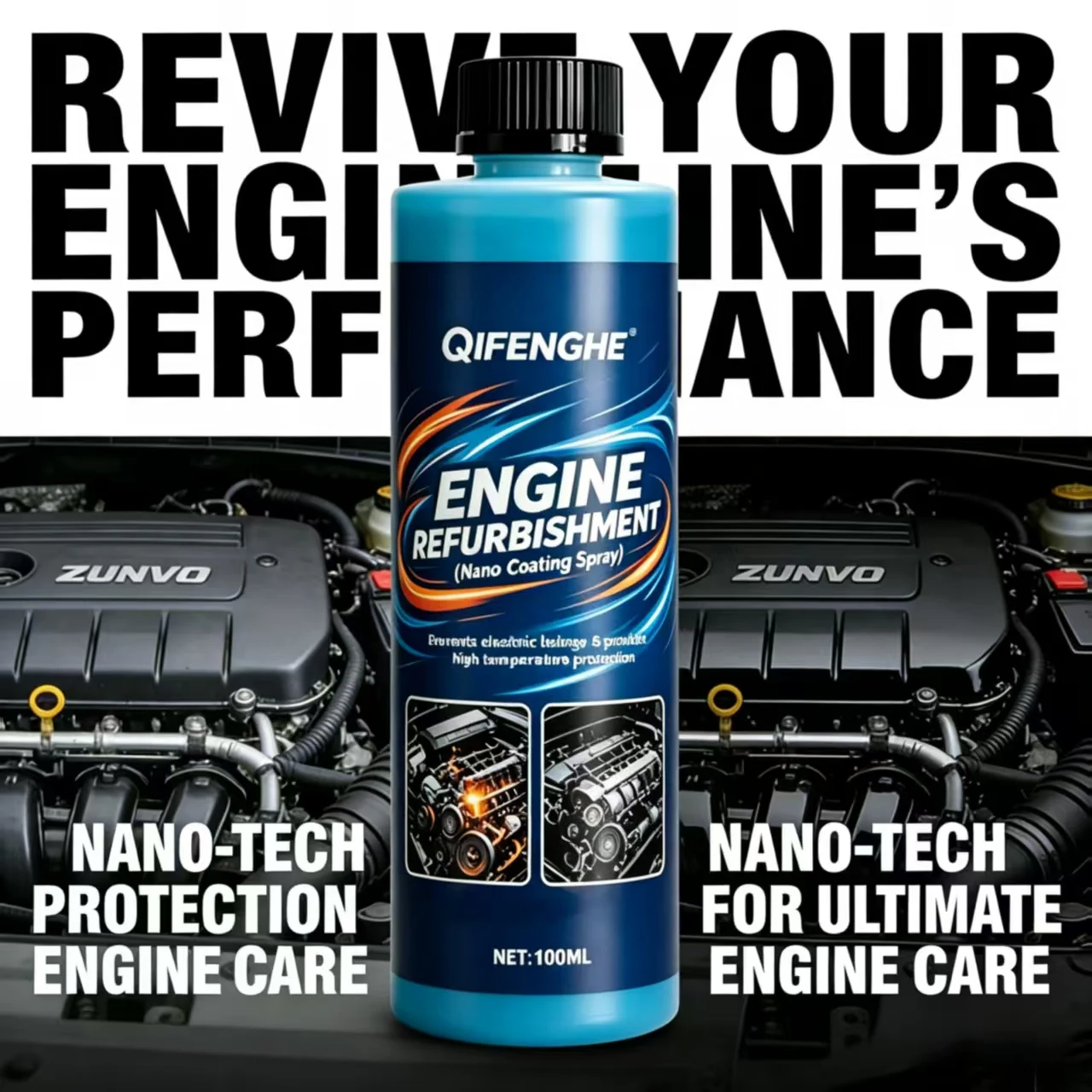 Engine Refurbishment Nano Coating Spray 100ML (3.38oz), Car Engine Bay Protection Coating, Anti-Electric Leakage High Temperatur