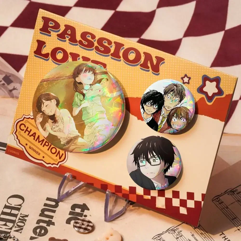 Anime March Comes In Like A Lion For Badge Personalized Custom Laser Reflective Hologram Metal Enamel Pin Brooch Souvenir Gift