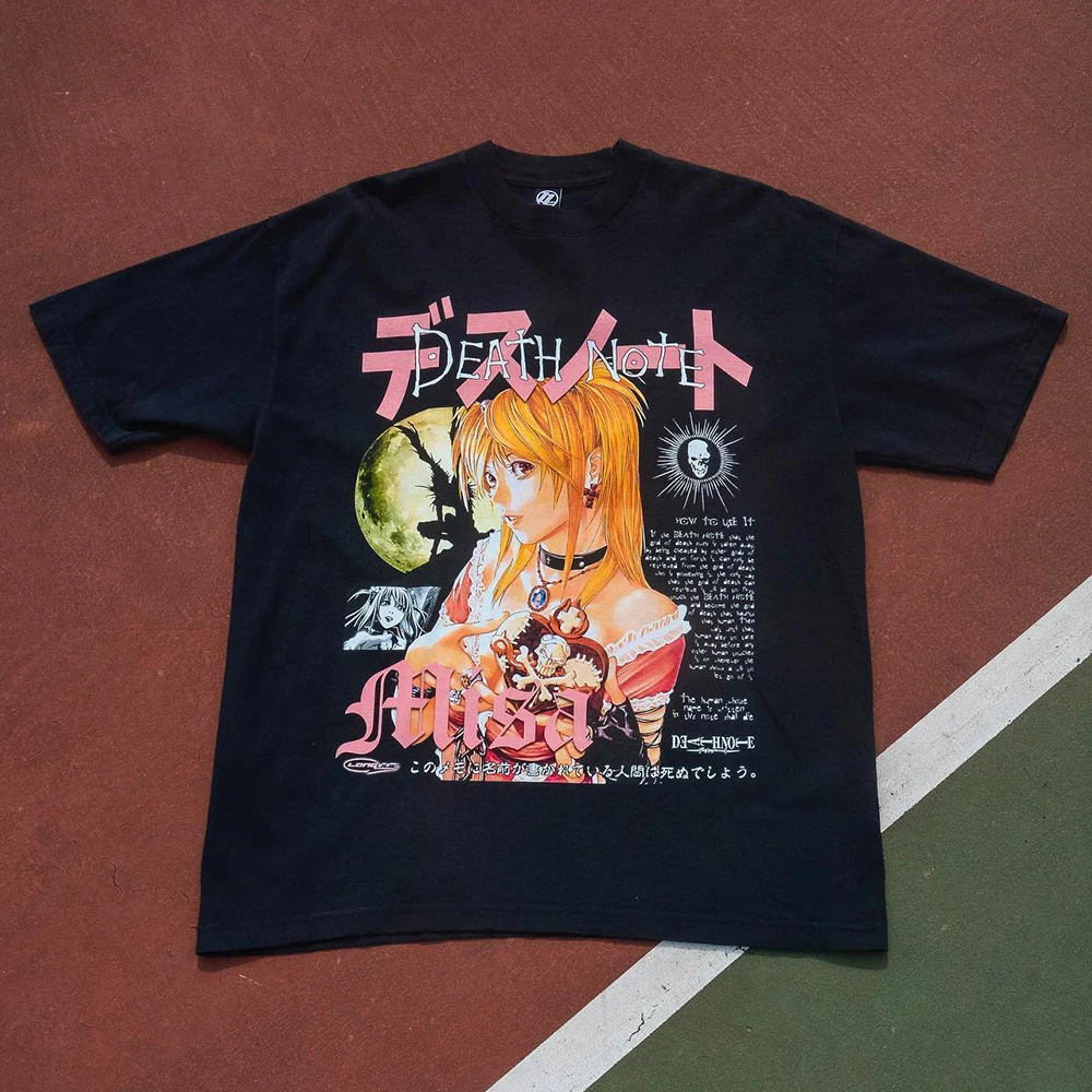 Death Note Anime Misa Amane Streetwear T-shirt à manches courtes Anime vêtements surdimensionné T-shirt hommes vêtements graphiques t dessus de chemise