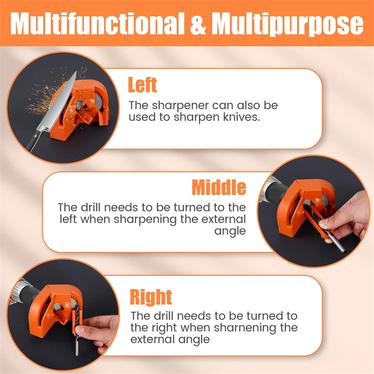 

Точилка для сверл ABNJ для всех бит (5/64-5/8 дюймов), универсальная насадка для шлифовального инструмента для сверл с шлифовальными кругами