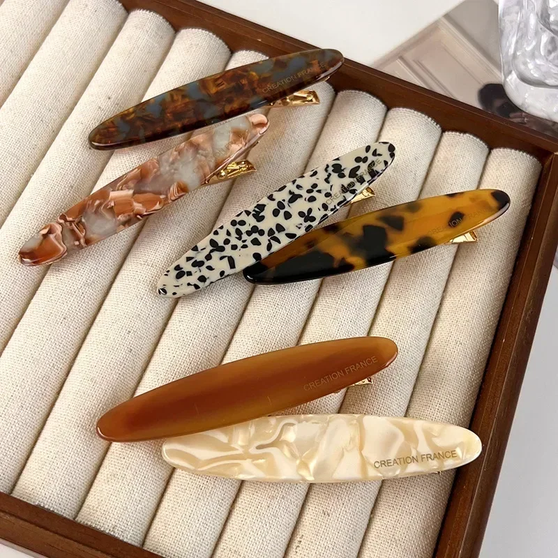 Fashion Amber Acetic Acid Hairpin Women's Forehead Broken Hair Duck Bill Clip Side Clip Headdress Bangs Hairpin Word Clip