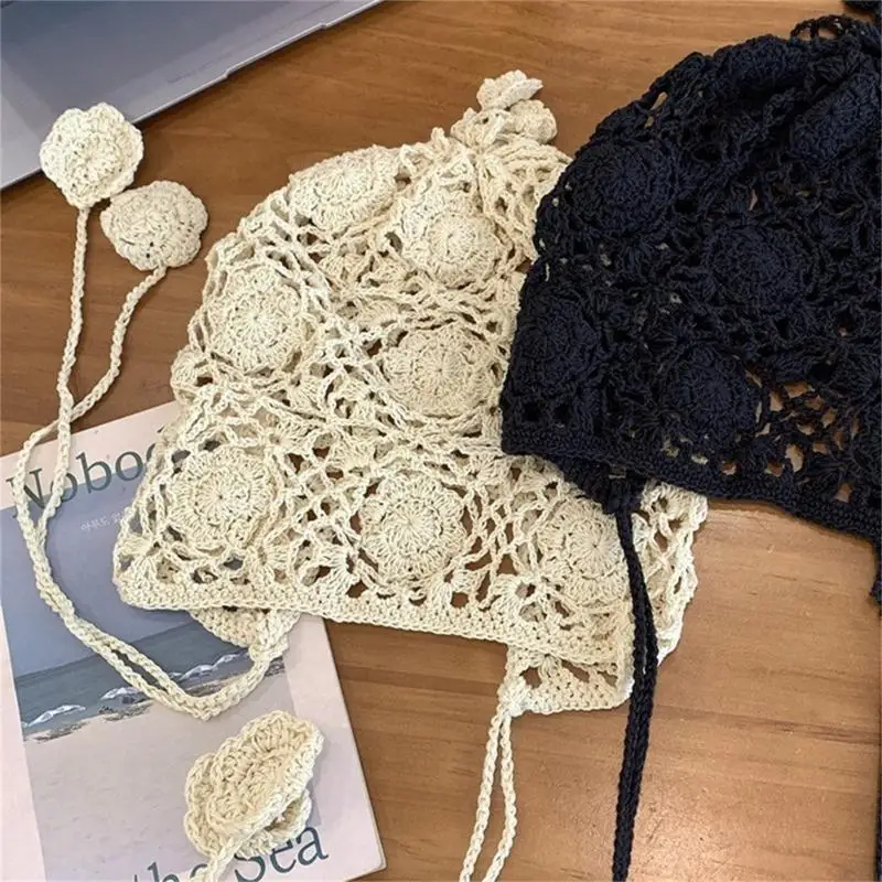 y5jd مصنوعة يدويا قبعة y2k فتاة الجمجمة قبعة pilling زهرة المقاومة قبعة الإناث selfie beanie جميلة hollowout قبعة قبعة الحفل