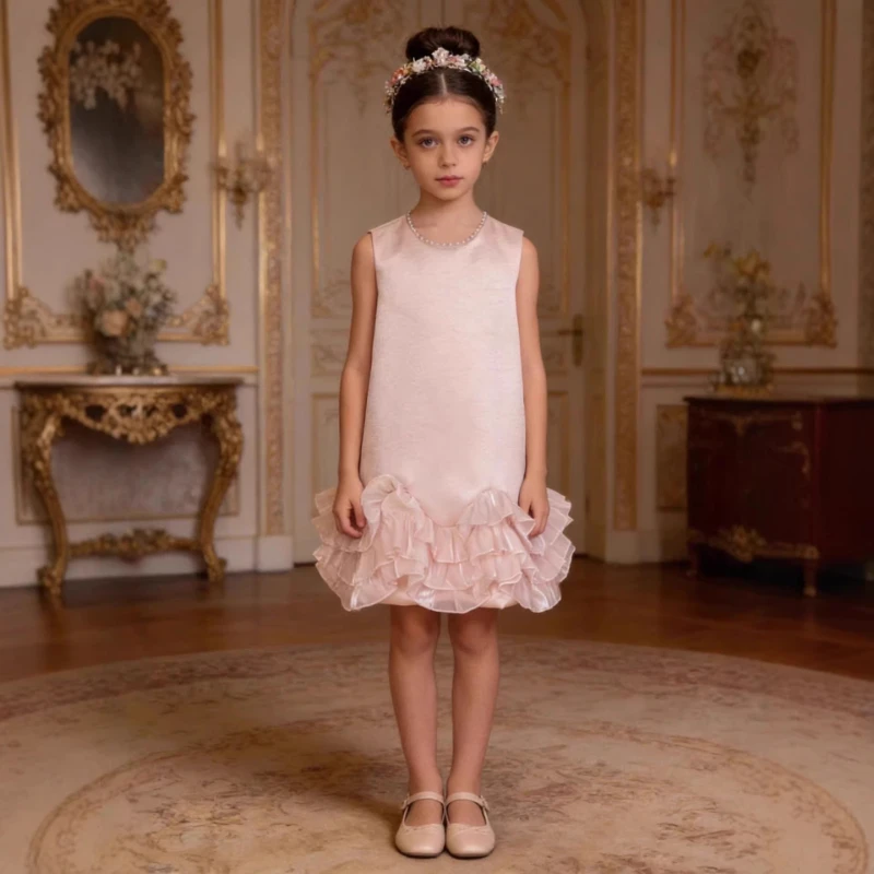 2026 Kids Girls Princess Gown Sleeveless Vest Dress New Children Birthday Party Formal Pageant Elegant Princess Gown Outfit