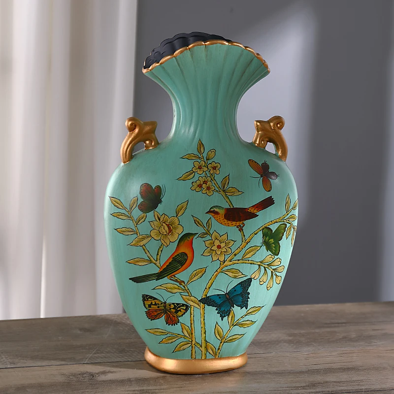 Vintage Ceramic Vase Farmhouse Flower Vase for Living Room Entryway American Country Decor Table Centerpiece for Rustic Home
