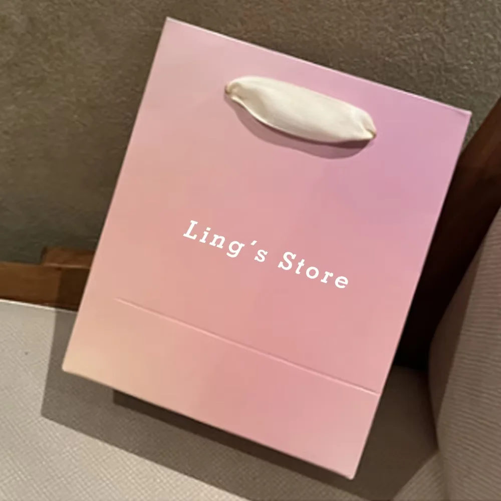 20/50/100Pcs Can Custom Logo 13x7x15cm Gradient Pink Jewelry Paper Handle Bag Wedding Favors Gift Storage Packaging Personalized