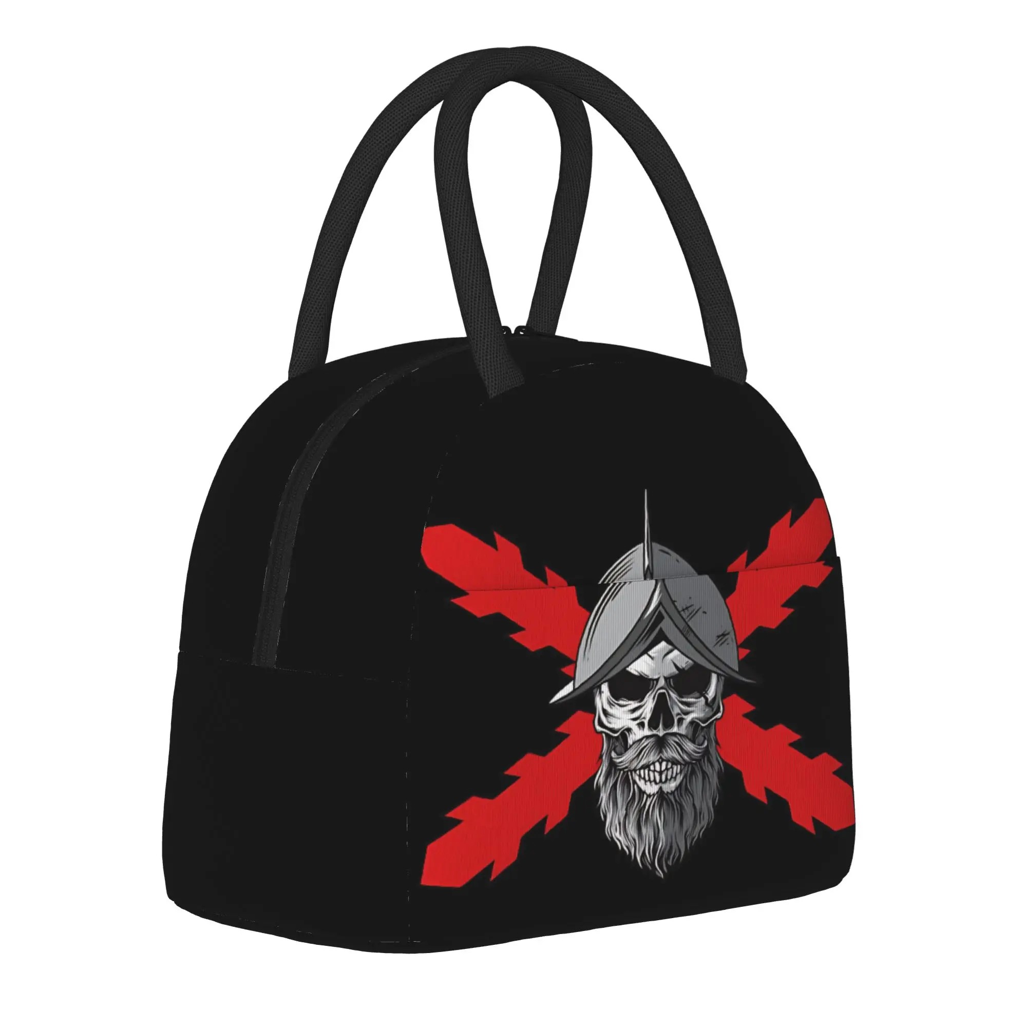 Burgundy Cross Skull Soldier  Insulated Lunch Bags Cooler Bag Reusable,Lunch Container Portable Tote Lunch Box Food Storage Bags