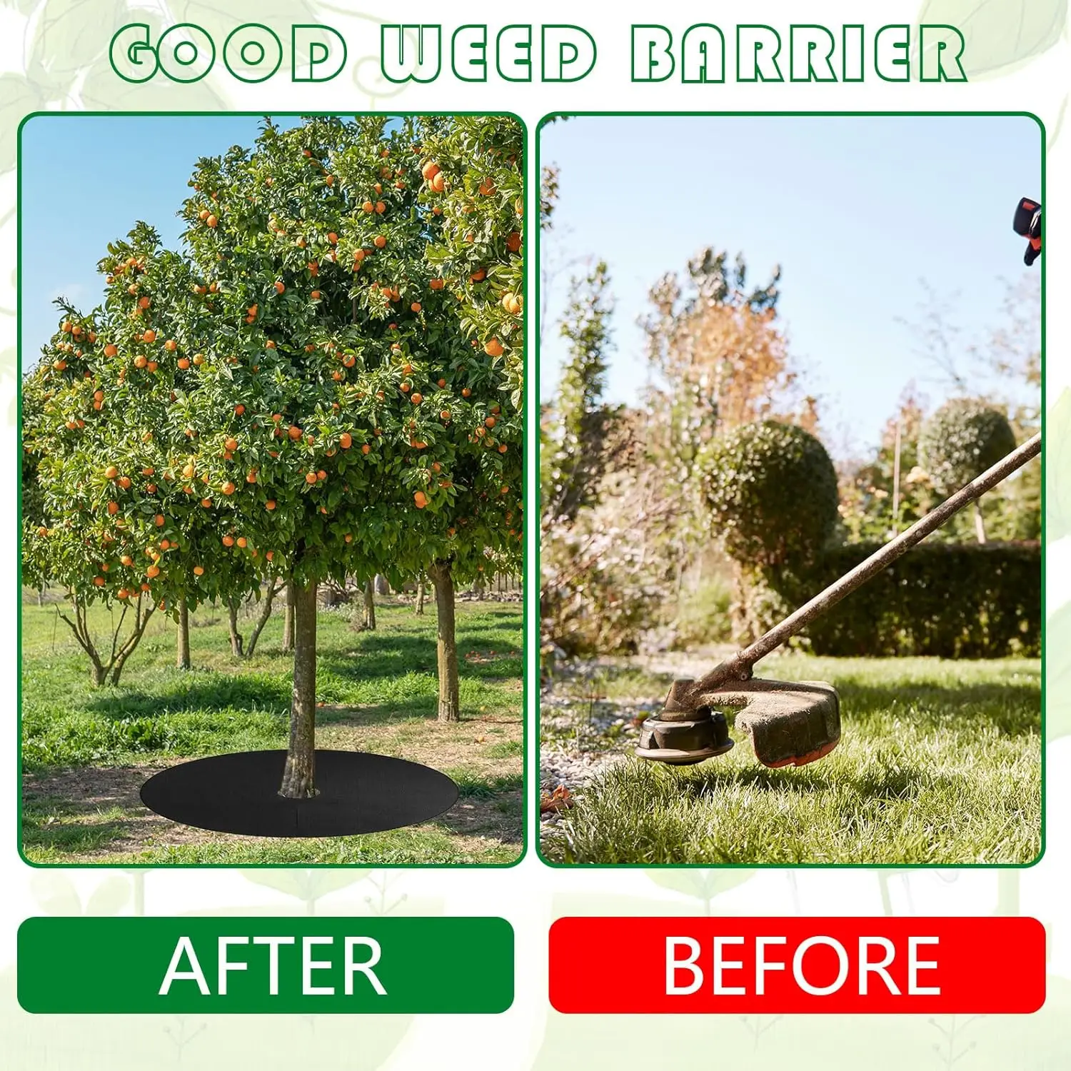 32.2 Inch Non-Woven Tree Mulch Ring Thickened Tree Protector Mat with 12 Staples Stakes Reusable Anti Grass    Weed Barr - view 4