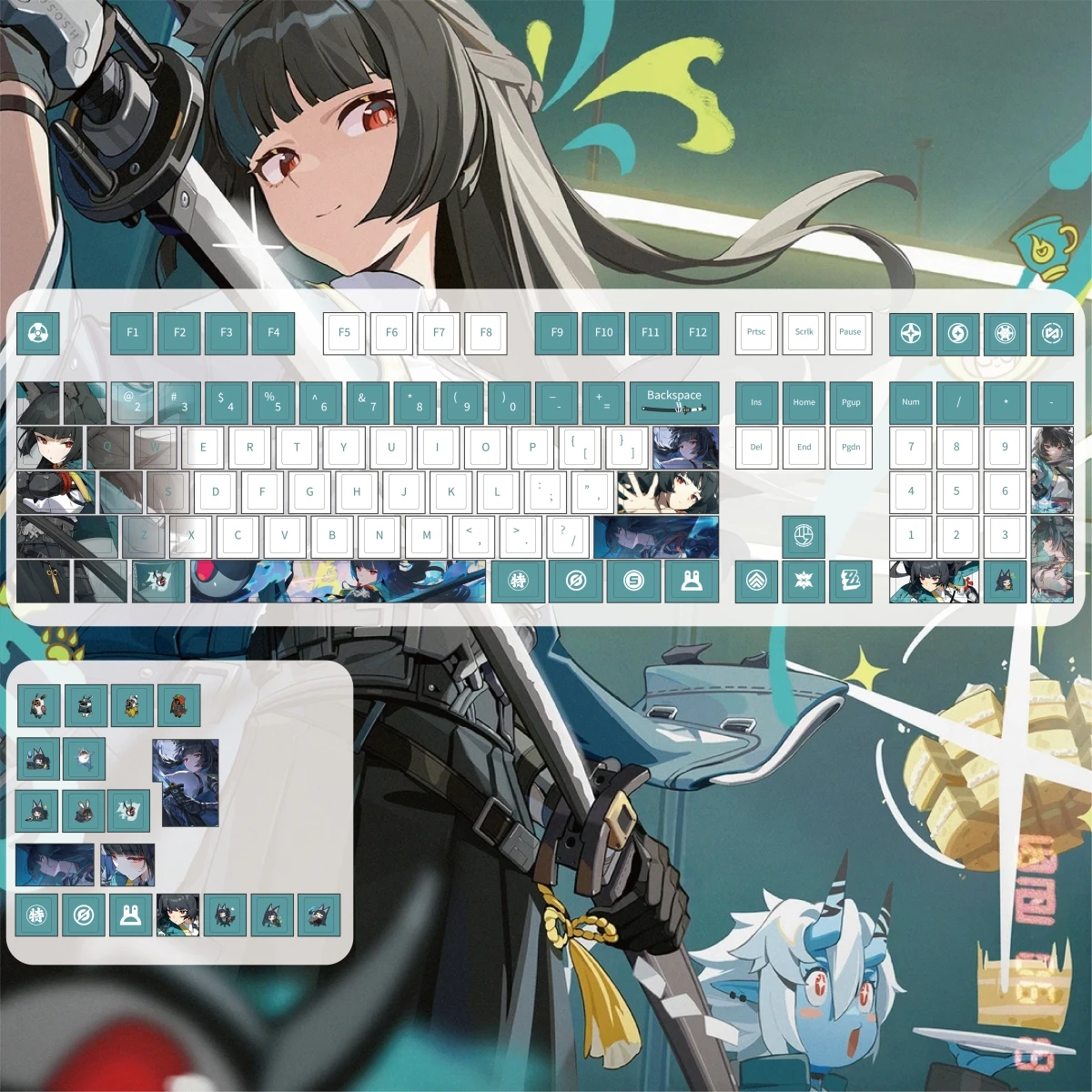 MAIMOOO Zenless Zone Zero Keycap Cherry Profile Hoshimi Miyabi Cartoon ZZZ Anime Game Custom PBT Keycaps for Mechanical Keyboard
