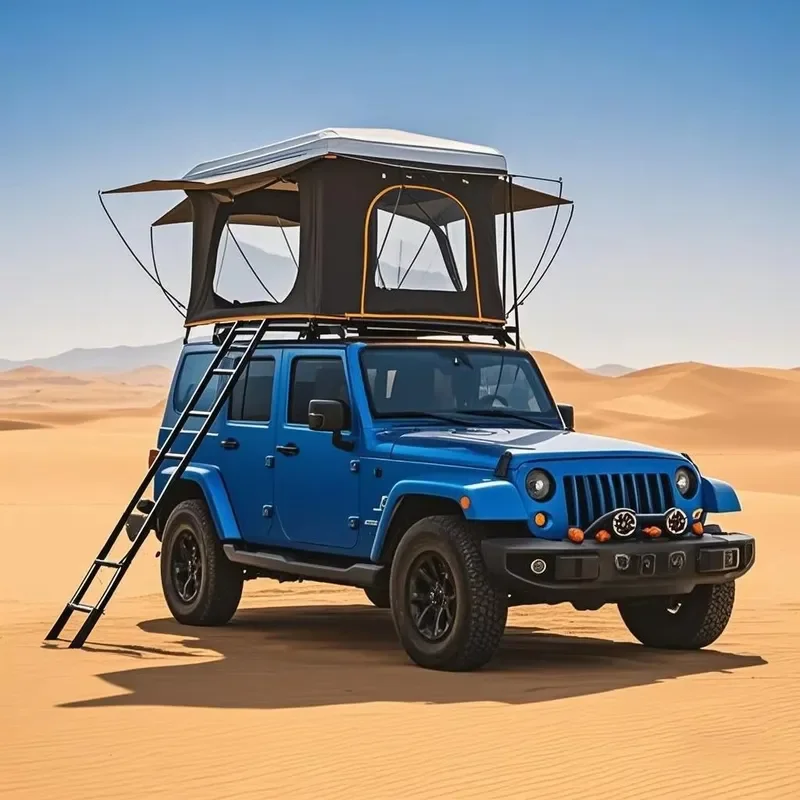 Roof Tent Automatic Vehicle-mounted Off-road Oxford Camping Camper Side Tent Four Seasons Double Layer Aluminum Alloy