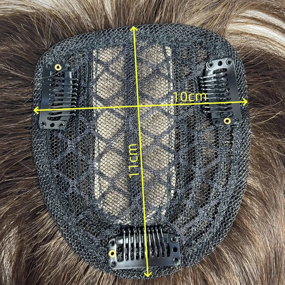 Toppers de cheveux pour femmes Toppers de cheveux avec frange 10x11 cm dentelle PU Base pince en frange cheveux réel couverture de cheveux humains cheveux gris