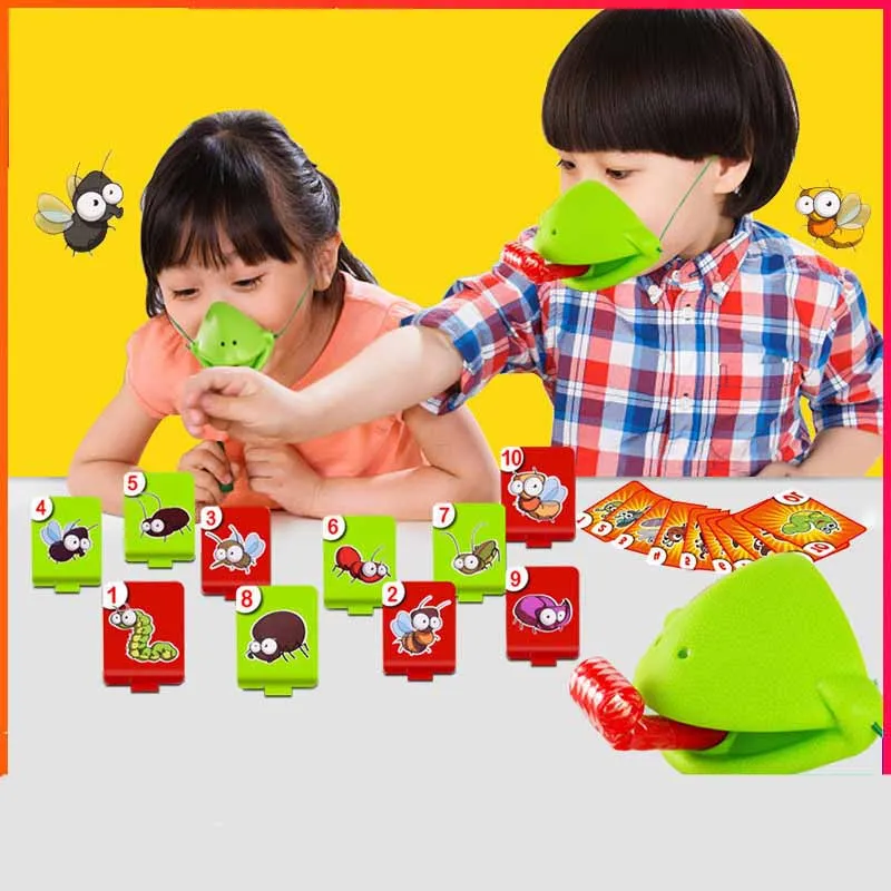 Mainan Puzzle interaksi orang tua dan anak, mainan permainan Desktop tembus pandang mulut kodok lucu