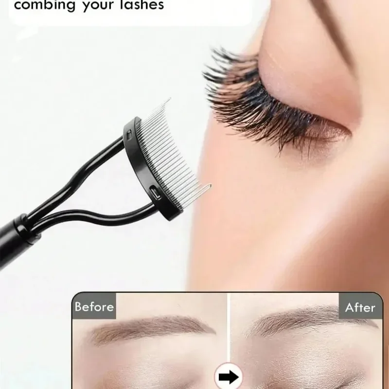 1/2Pcs Ergonomic Eyelash Comb Separator - Curved Comb Belt with Dust Cover Clear Root Styling Tool for Eyelashes