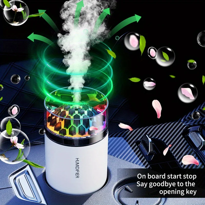

2026 New Bee-Colored Humidifier - 7-Color Ambient Light Effects Fine Mist Quiet Operation USB Mini Car Air Humidifier