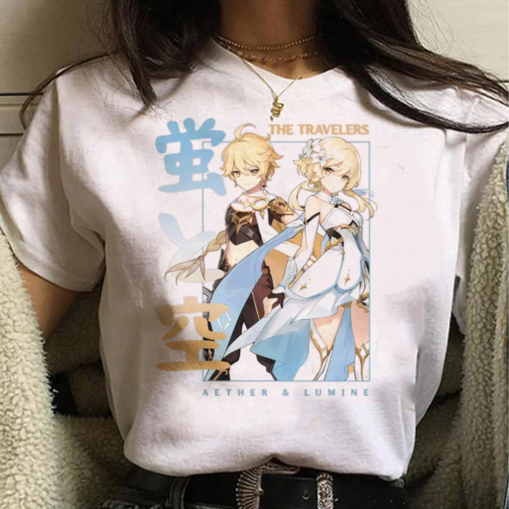 Genshin Impact Print Women T Shirt Kawaii Nahida Anime Graphic T-shirt Harajuku Streetwear 2023 Summer Casual Y2k Clothes Tops