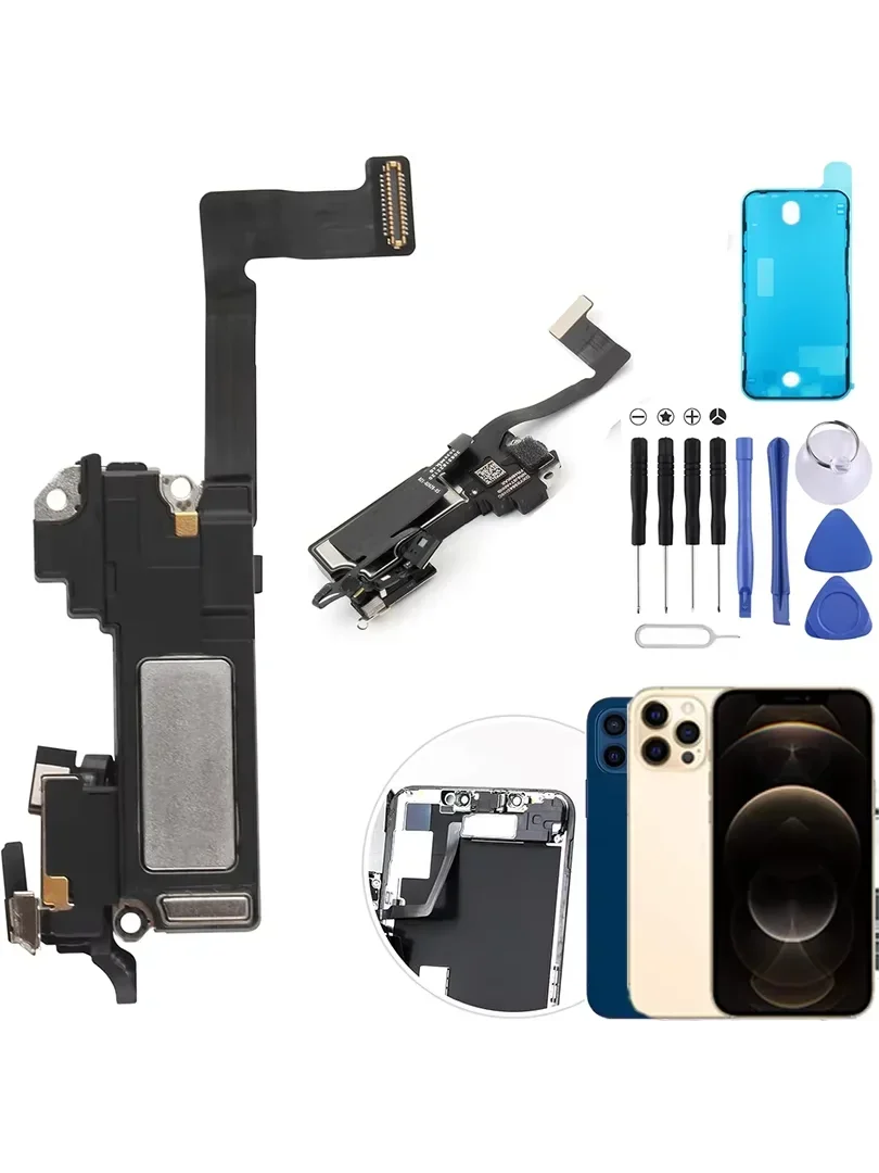 Oryginalny kabel flex słuchawki z mikrofonem do iPhone 12 mini 12 Pro Max, górny czujnik zbliżeniowy, mały zestaw słuchawkowy, naprawa Face ID, części zamienne. — zdjęcie produktu 7