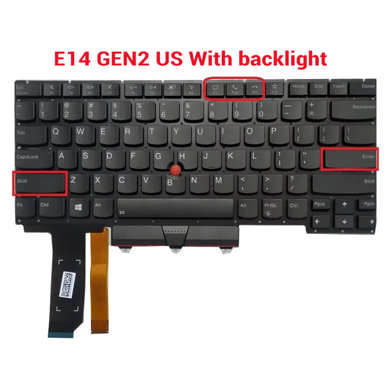 جديد للوحة مفاتيح الكمبيوتر المحمول Lenovo Thinkpad E14 Gen 2 الروسية/الولايات المتحدة/الإسبانية/اللاتينية