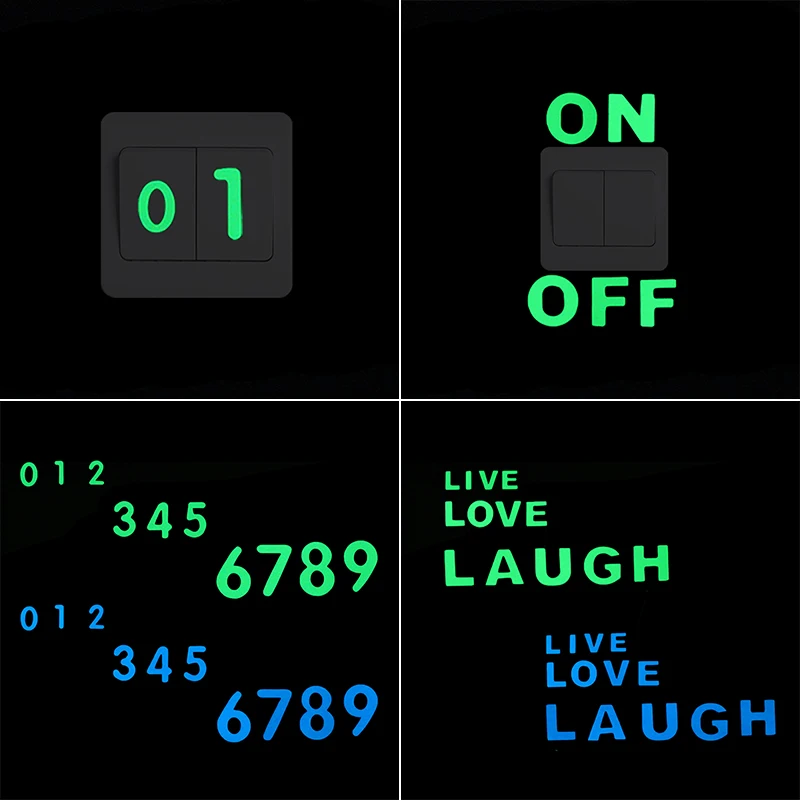 Pegatina de números, letras del alfabeto, pegatinas luminosas, interruptor de pared, muebles para ordenador portátil, motocicleta, coche, álbum de