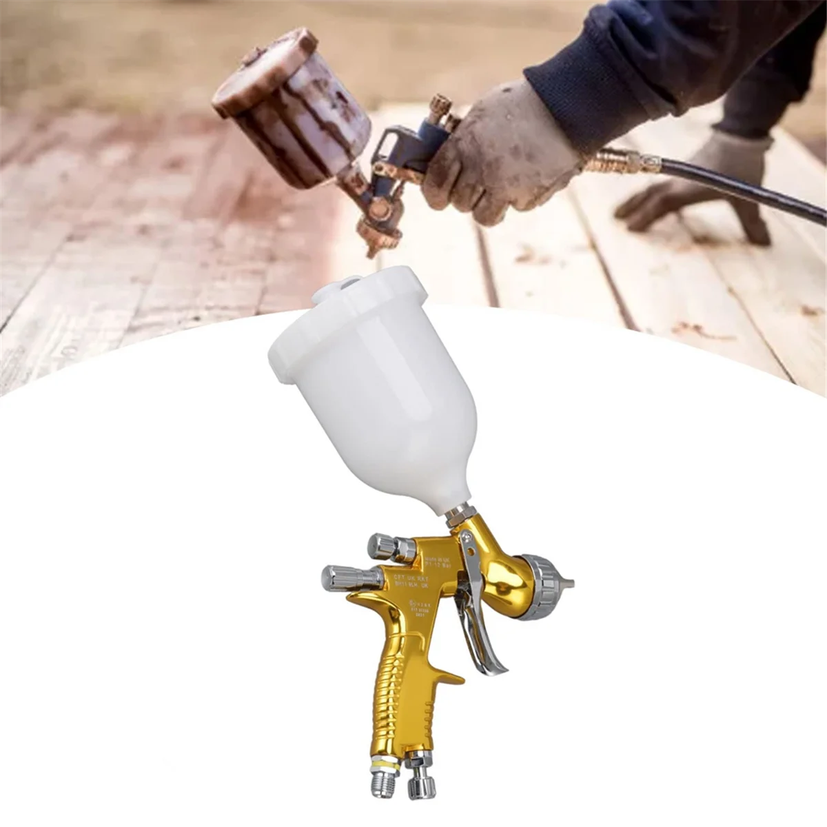 

ABNJ Painting TE20 T110 1.3mm Nozzle GT Pro with Mixing Cup Water Based Air Airbrush Gold