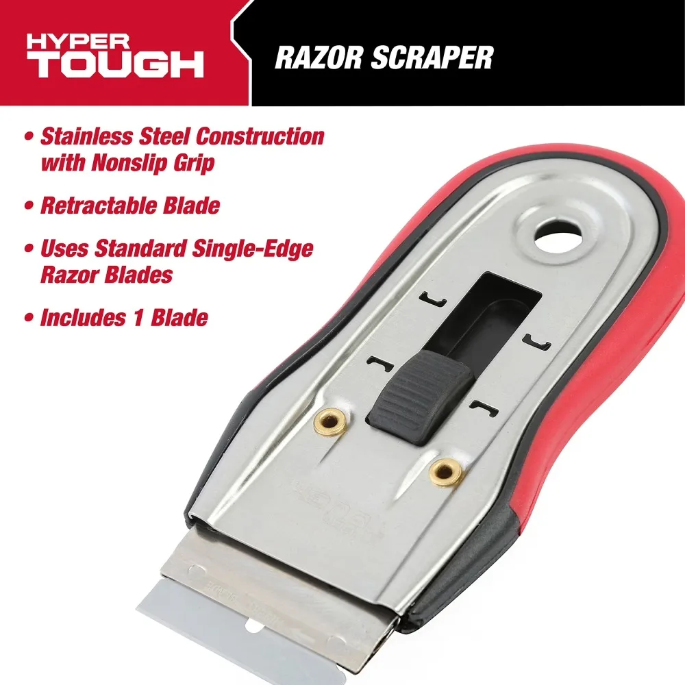Retractable Razor Blade Scraper Tool with Soft Grip Handle Utility Knife for Floor Wall Sticker Adhesive Removal Cleaning 4.5 Inch view 3