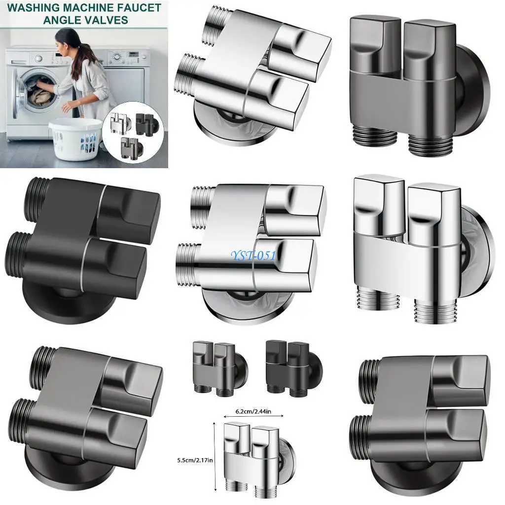 E15A G1/2 صمامات زاوية التحكم المزدوجة صنبور الغسالة المرحاض مثلثات صمامات لتنظيم المياه في المطبخ #1