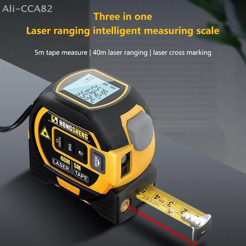 3 in 1 laserafstandsmeter meetlint liniaal 40 m / 60 m laserafstandsmeter LCD-scherm met achtergrondverlichting voor bouwmeting
