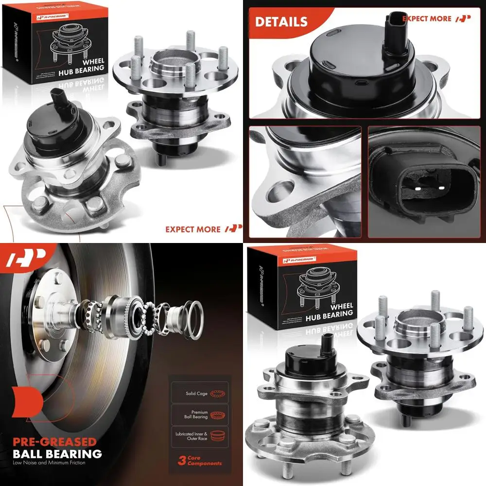 

2 подшипника заднего колеса и ступицы в сборе с ABS и 5 ножками, совместимые с Toyota Highlander 2004-2007, Lexus RX330 2004-2006, RX3