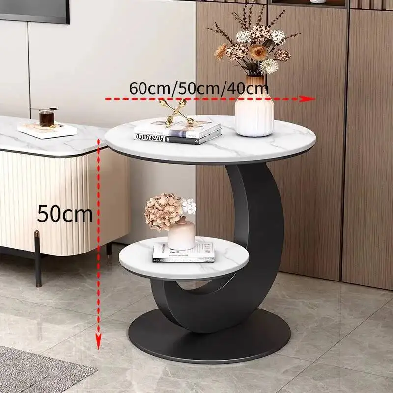 حار النمط الإيطالي أريكة طاولة جانبية طاولة القهوة القابلة للطي بلاطة الصخور طبقة مزدوجة طاولة الزاوية غرفة المعيشة ، غرفة الطعام ، شرفة #6