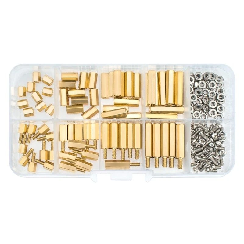 2025 New Handy 180pcs/set Brass Spacer Standoffs Metal Screws Assortment Kits