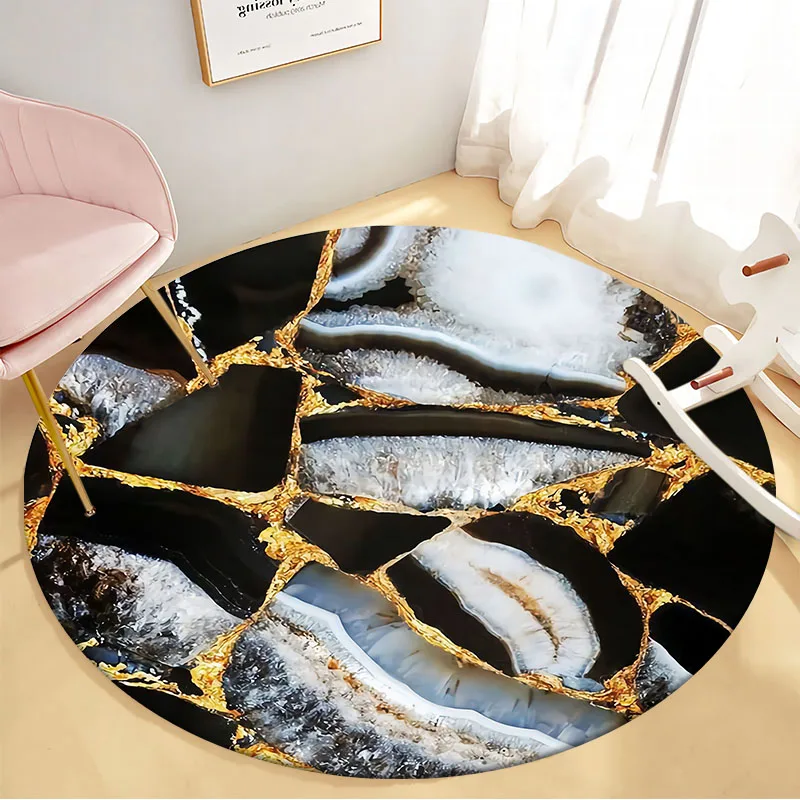 Bedroom Rug Home Decor Round  Bathroom Mat Abstract Marbling   Living Room   Floor