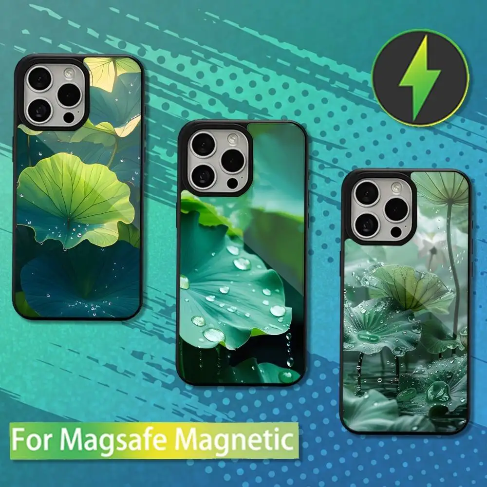 

Nature Art Lotus leaf Phone Case For iPhone 16,17,15,14,13,12,11,Pro,Max,Plus,Mini,Magsafe,Magnetic Wireless Charging Case