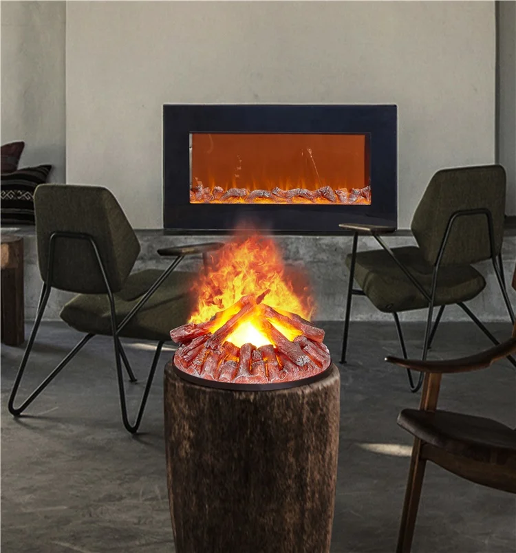 Led Fog Bulbs Steam Round Humidifier 3d Atomization Steam Electric Water Vapour Fireplace