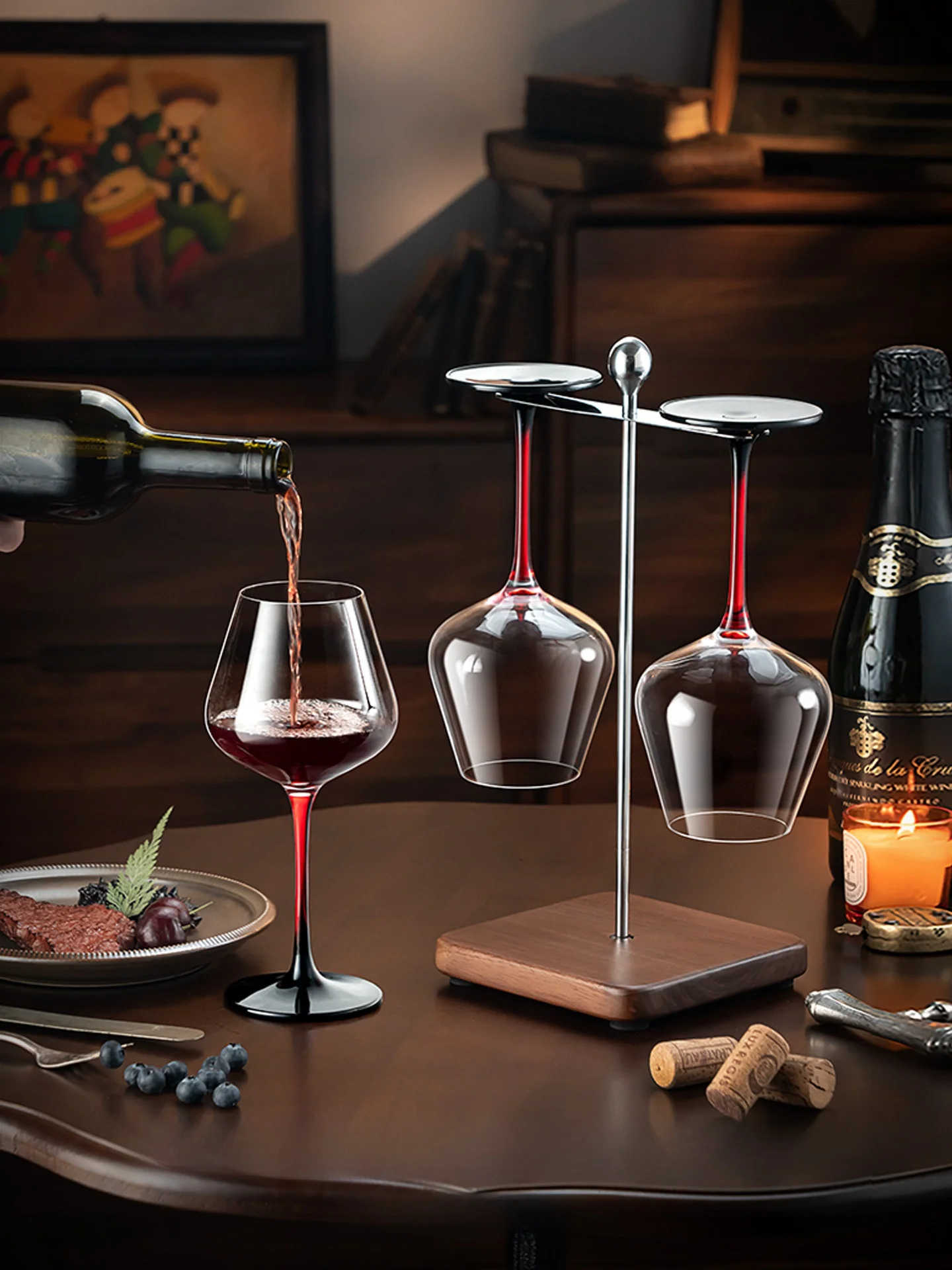 Modern Minimalist 304 Stainless Steel Wine Glass Holder Home Use Tall Glass Rack Luxury Inverted Red Wine Cup Stand Decorativ...