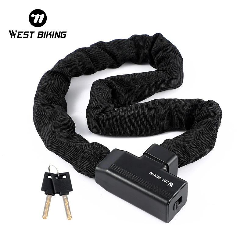 WEST BIKING Bicycle Chain Lock Portable Anti-theft High Security MTB Mountain Bike Lock With 2 Keys For Scooter Electric Bike