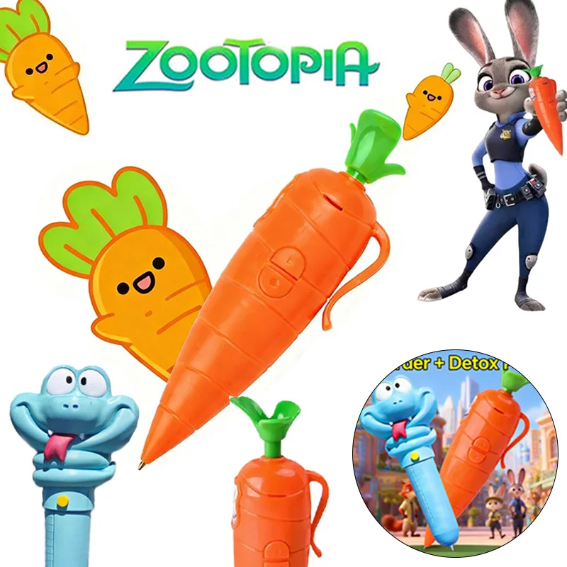 Disney Zootopia 2 Judy Carrot-Shaped 2-in-1 Voice Recorder Pen|Gary Snake Serum Pen | Innovative Stationery|Ideal Christmas Gift