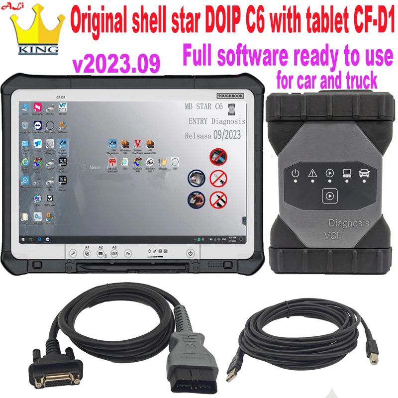 Original case MB Star C6 DOIP wifi Multiplexer VCI 2023 SSD software laptop CF-D1 I5 for benz car and truck CAN BUS ready to use