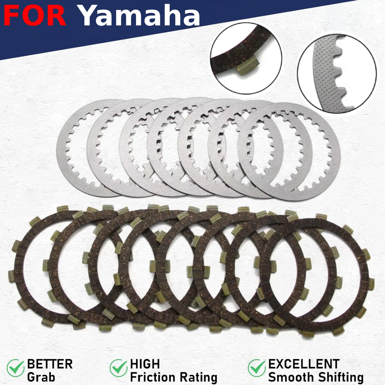 Clutch Friction Steel Plates Kit For Yamaha XJR400 XJ400 XJ600 XZ550 XJ650 XJ750 1980‑2007 5Y1‑16321‑00 383‑16321‑00 4H7‑1632500