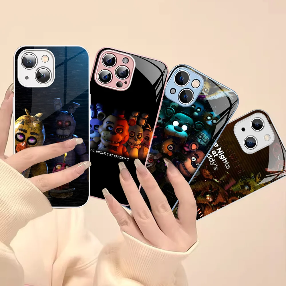 FNAF F-Five N-Nights at-Freddys Phone Case Tempered Glass For iphone 14 13 12 11 Pro Mini XS MAX 14Plus X XS XR Fundas