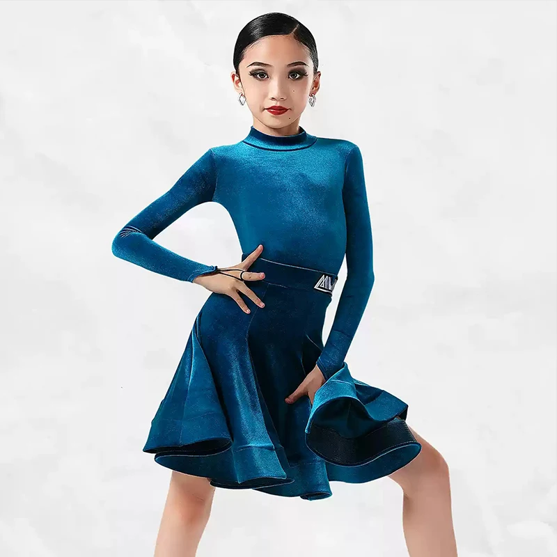 

Velvet New Children's Latin Dance Competition Costume Girl's Ballroom Danceing Stage Performance Wear Waltz Tango Clothes VBH733