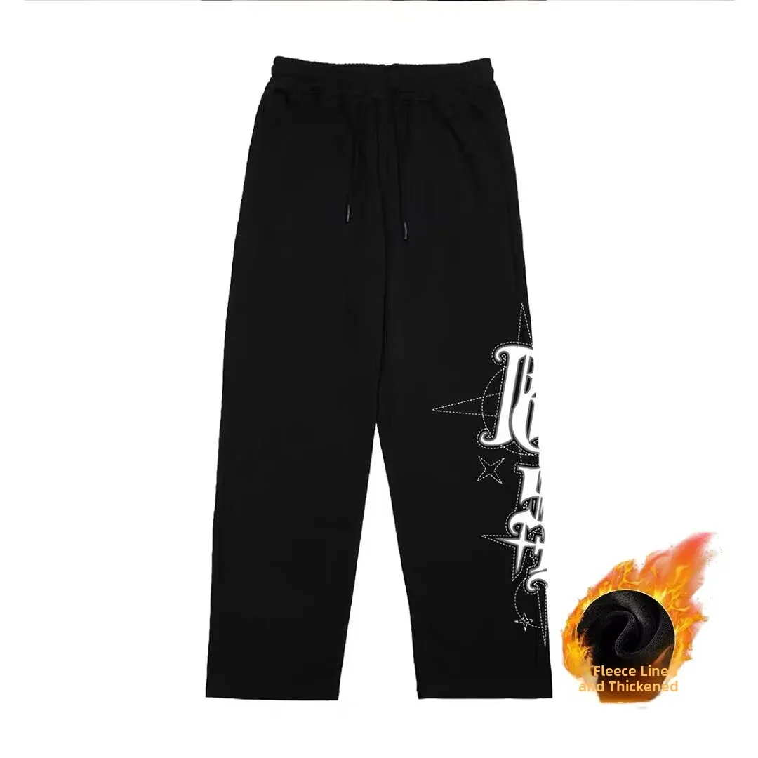 

Широкие брюки Thiened Fce, мужские повседневные спортивные брюки прямого кроя, свободные брюки в американском стиле, осенние модные длинные брюки