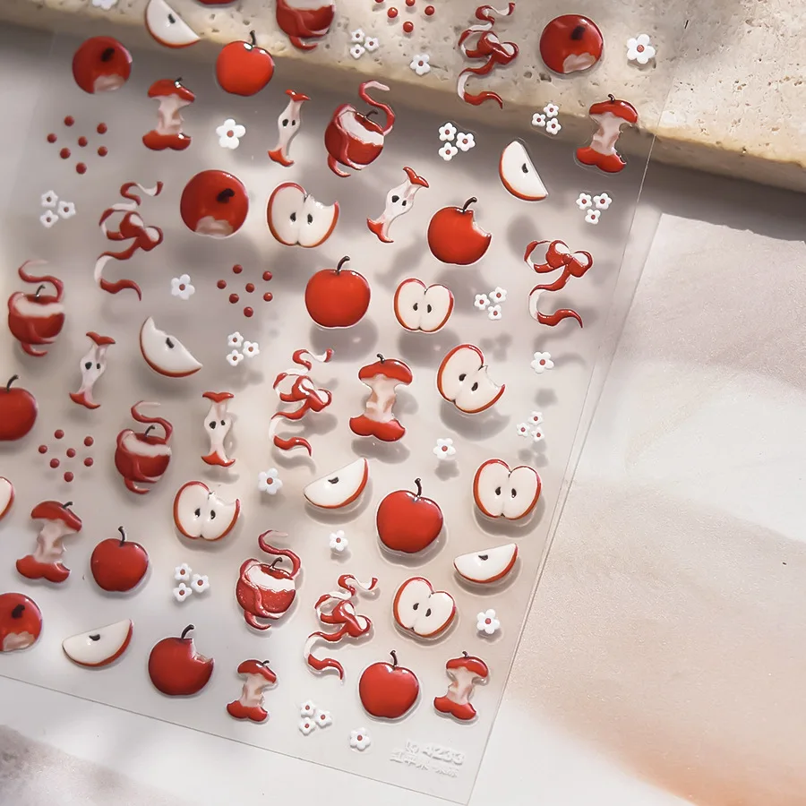 5D Jelly Red Apple Nail Art Aufkleber Cartoon Apple Slice Kawaii Obst Süße süße selbstklebende Dekoration Maniküre Aufkleber DIY – Detail 14