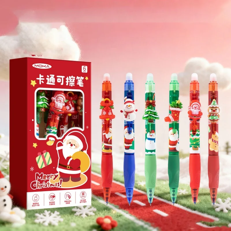 

36 шт./лот Kawaii Рождество Санта-Клаус Лось Снеговик стираемая гелевая ручка милые 0,5 мм синие чернила нейтральные ручки офисные школьные принадлежности