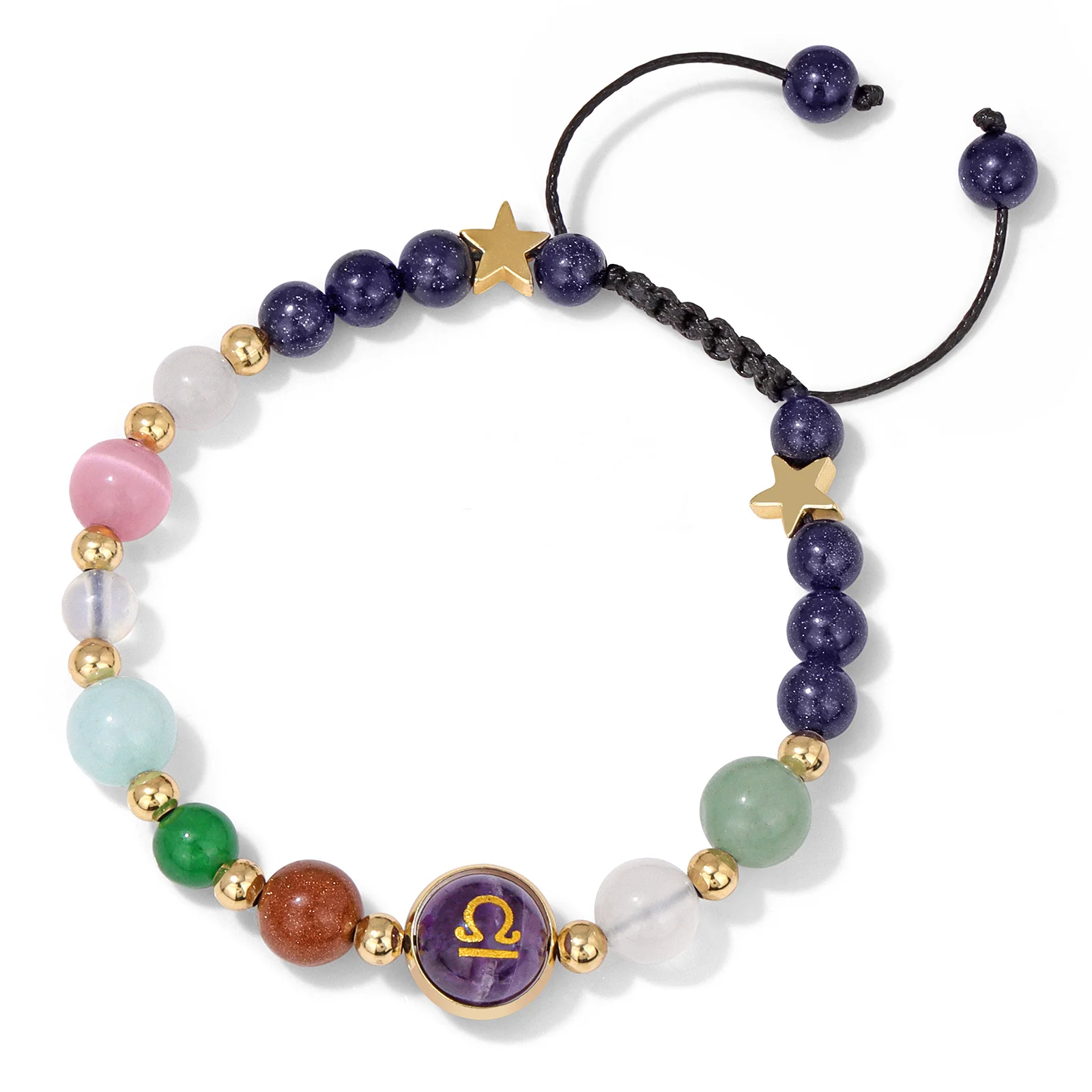 12 Constellation Zodiac Bracelet Blue Sandstone Natural Stone Beads Braided Bracelet For Women Men Friendship Birthday Gift