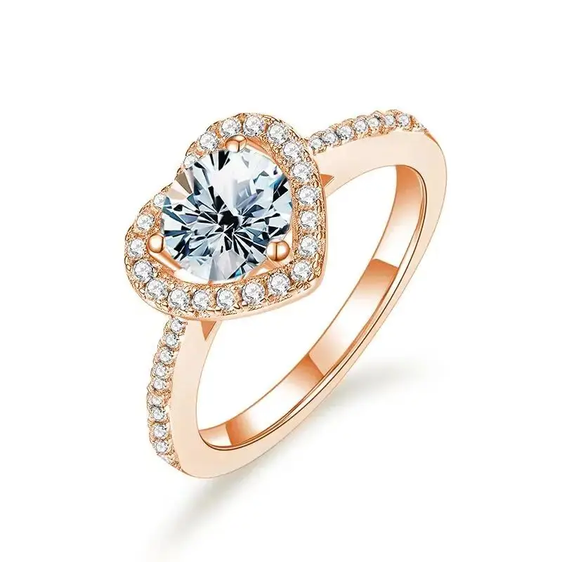 GRA Brillant Cut Moissanite Heart Ring for Women Luxury Diamond Rings 925 Sterling Silver Engagement Anniversary Fine Jewelry
