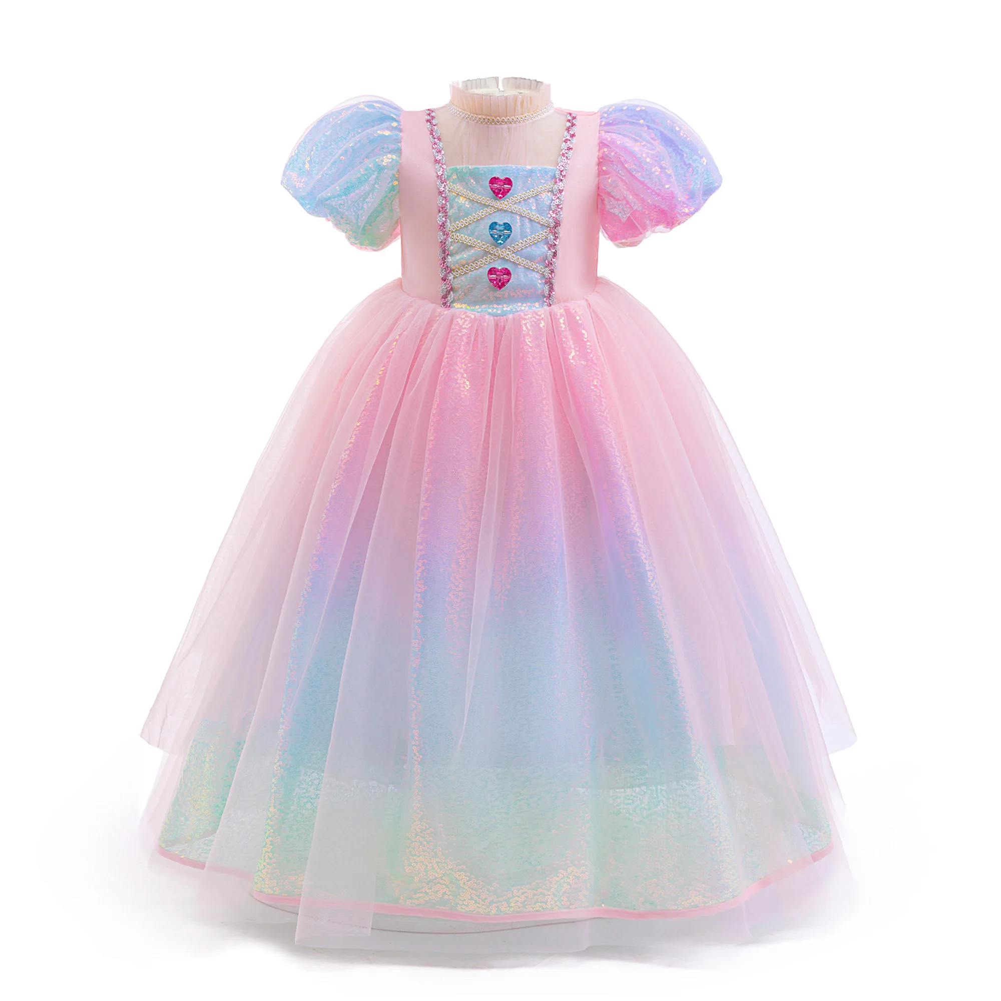 

Sleeping Princess Girls Dresses Carnival Cosplay Pink Sequin Costume Tulle Birthday Wedding Party Dress Halloween Kids Clothing