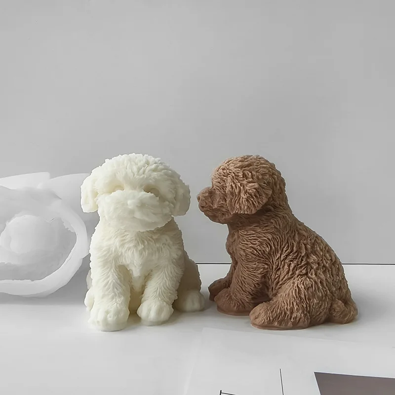 Niedliche Teddy-Hund-Kerzenform, Welpe, Hund, Katze, Tierform, Aroma, Gips, Seife, Silikonformen für Kerzenherstellung, Werkzeuge, handgefertigtes Kunsthandwerk