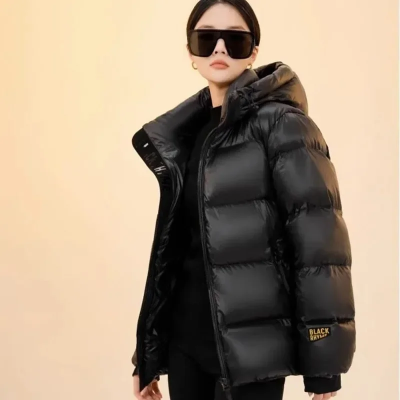 New 2023 Women Down Jacket Winter Coat Female Short Parkas Loose Thick Warm Outwear Hooded Leisure Time Versatile Cozy Overcoat