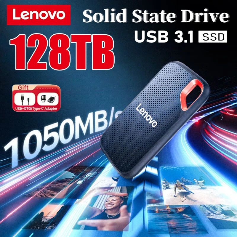 

Портативный SSD-накопитель Lenovo большой емкости 4 ТБ, высокоскоростной внешний жесткий диск 1 ТБ, жесткий диск 2 ТБ, устройство хранения данных USB3.1 для ноутбука/ПК/телефона