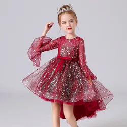 All New Carnival 5 to 9 12 Years Girls Ceremony Luxury Party Elegant Wedding Junina Dresses Children's Prom Evening Red Clothes