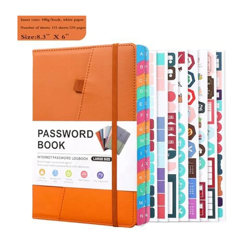 Password Keeper Book With Colorful Alphabetical Tabs And Two Bookmarks, For Seniors 8.4X5.9Inch, Internet Address